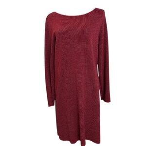 J JILL shift sweater dress,red black check, cotton blend.Mid-weight knit.Medium